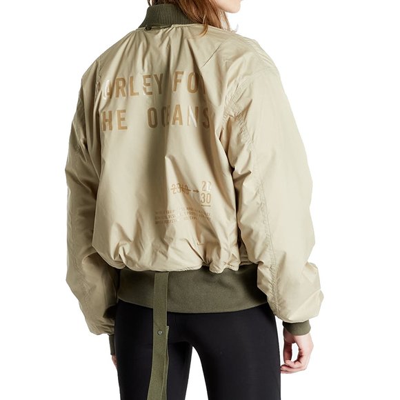 Adidas women's Parley Bomber Jacket- Dark Khaki-Green - Picture 2 of 11